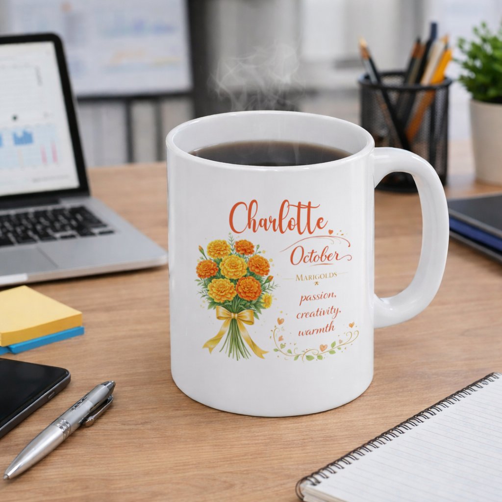 Personalized October Birth Flower Mug - Image 7