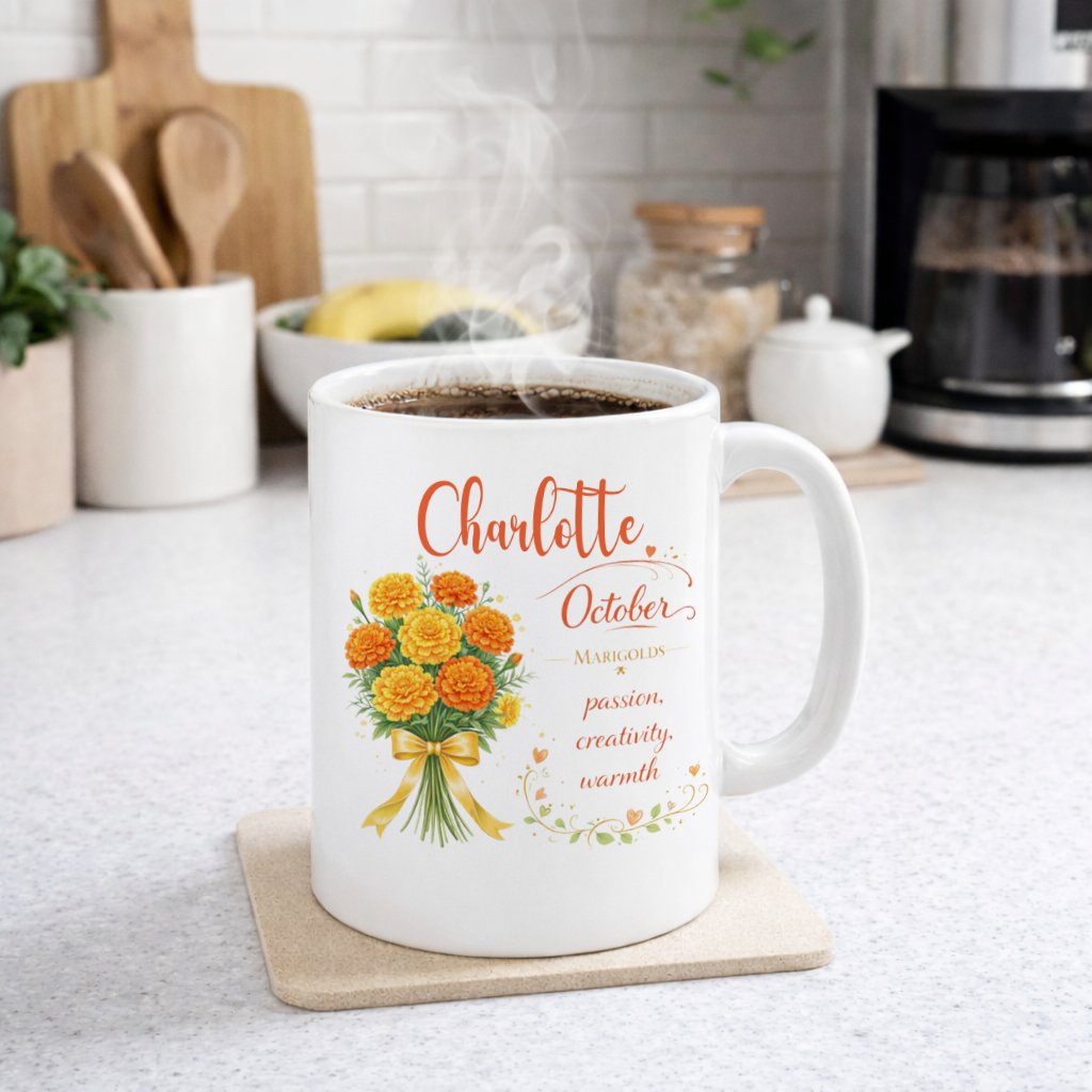 Personalized October Birth Flower Mug - Image 5