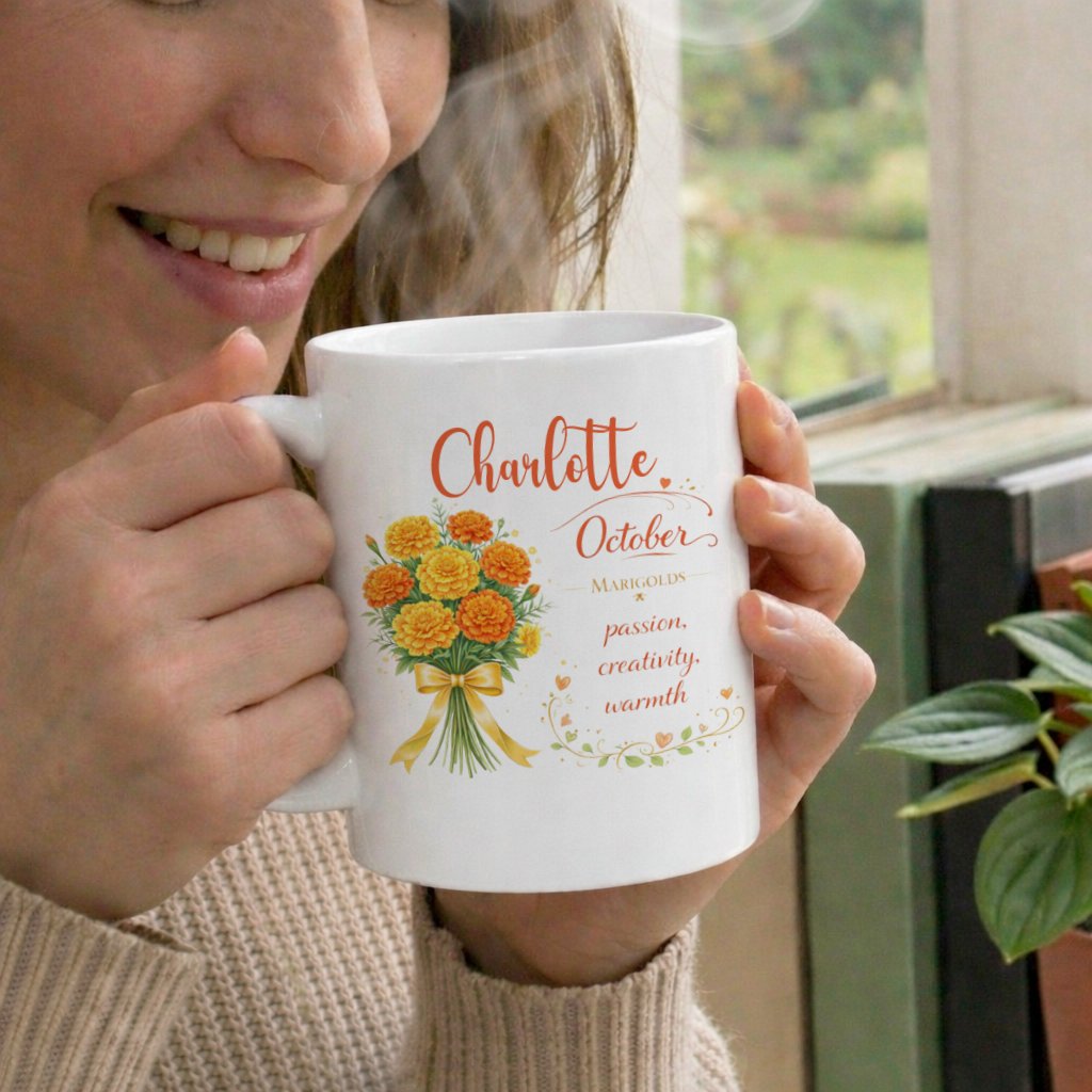 Personalized October Birth Flower Mug - Image 6