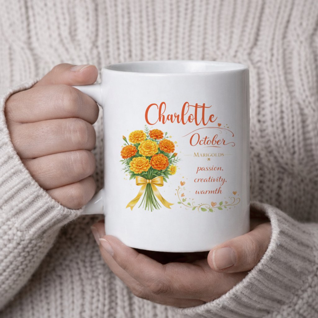 Personalized October Birth Flower Mug - Image 4