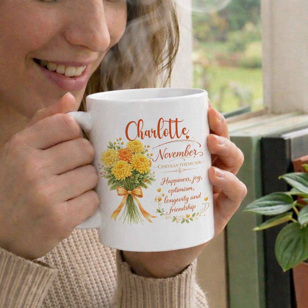 Personalized November Birth Flower Mug - Image 3