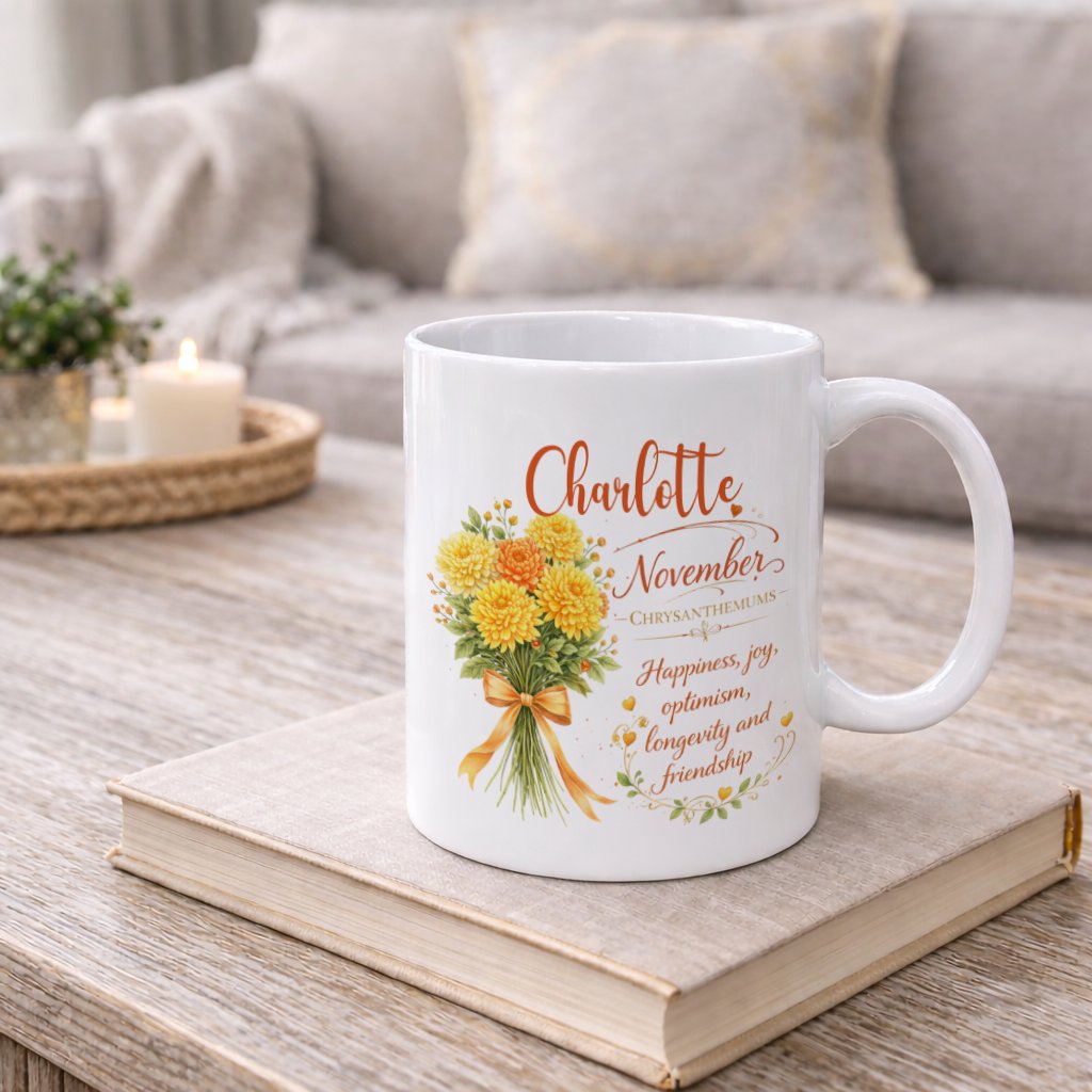 Personalized November Birth Flower Mug - Image 4