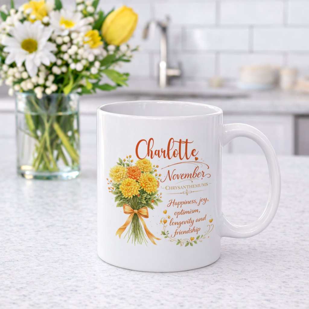 Personalized November Birth Flower Mug - Image 6