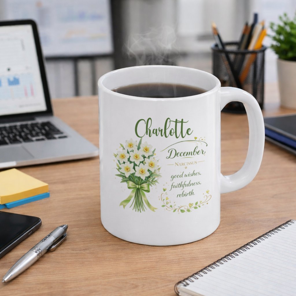 Personalized December Birth Flower Mug - Image 7