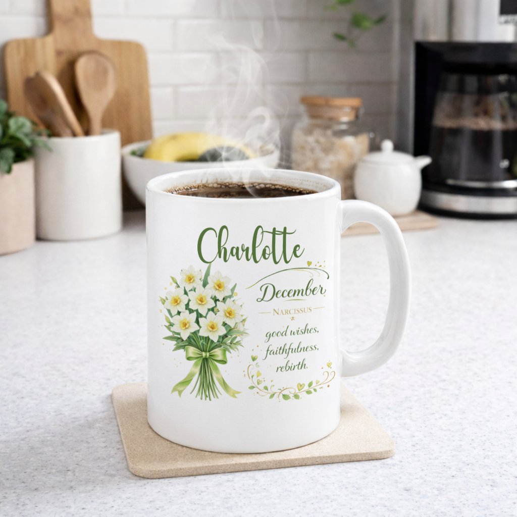 Personalized December Birth Flower Mug - Image 6