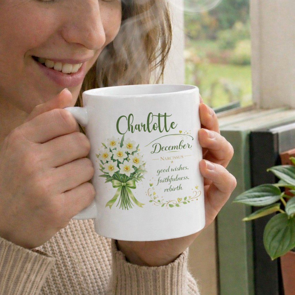 Personalized December Birth Flower Mug - Image 5