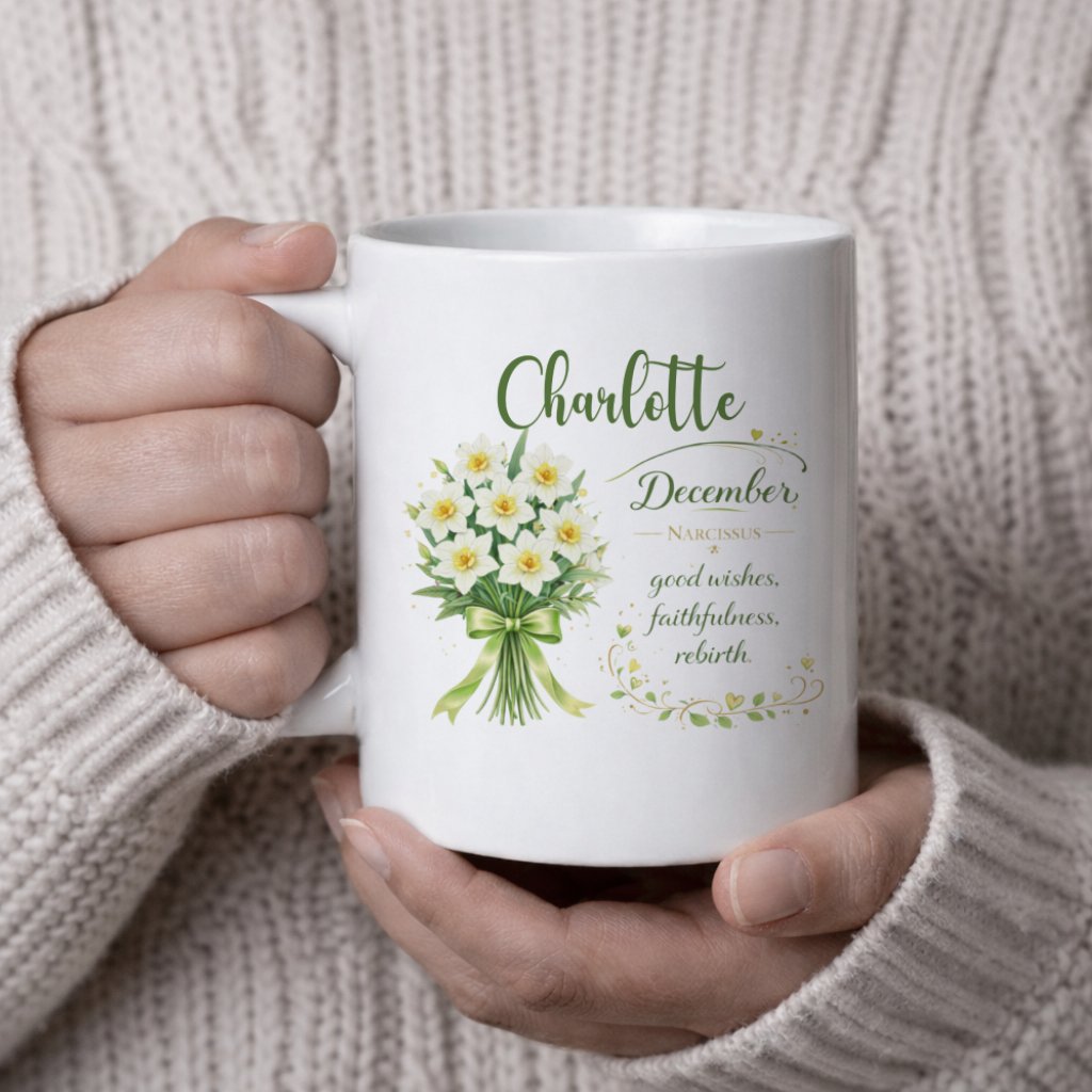 Personalized December Birth Flower Mug - Image 3