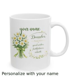 Alternative view of Personalized December Birth Flower Mug