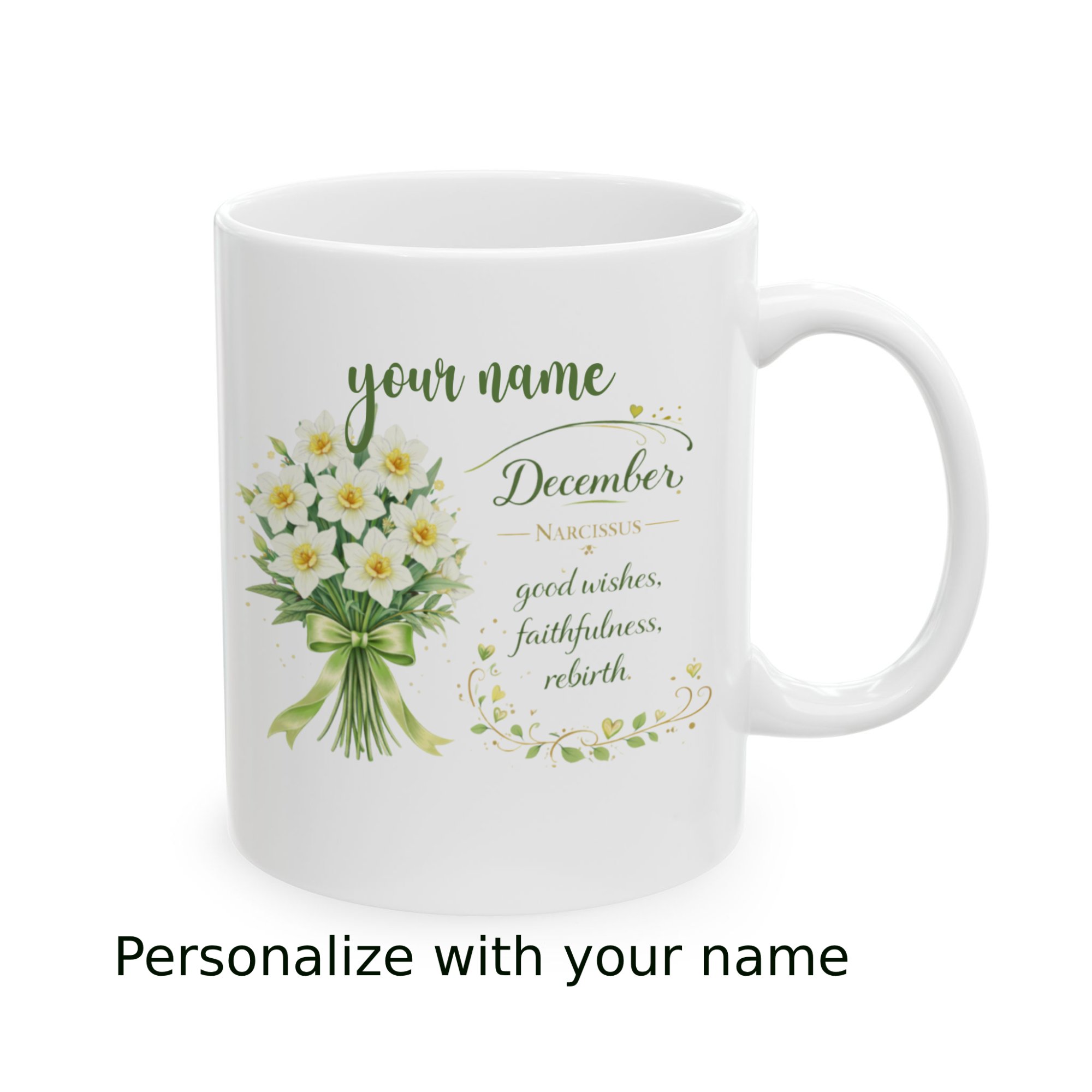 Personalized December Birth Flower Mug - Image 2