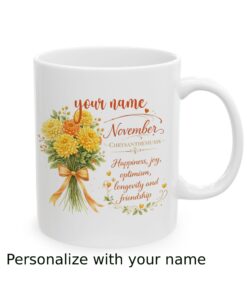 Alternative view of Personalized November Birth Flower Mug