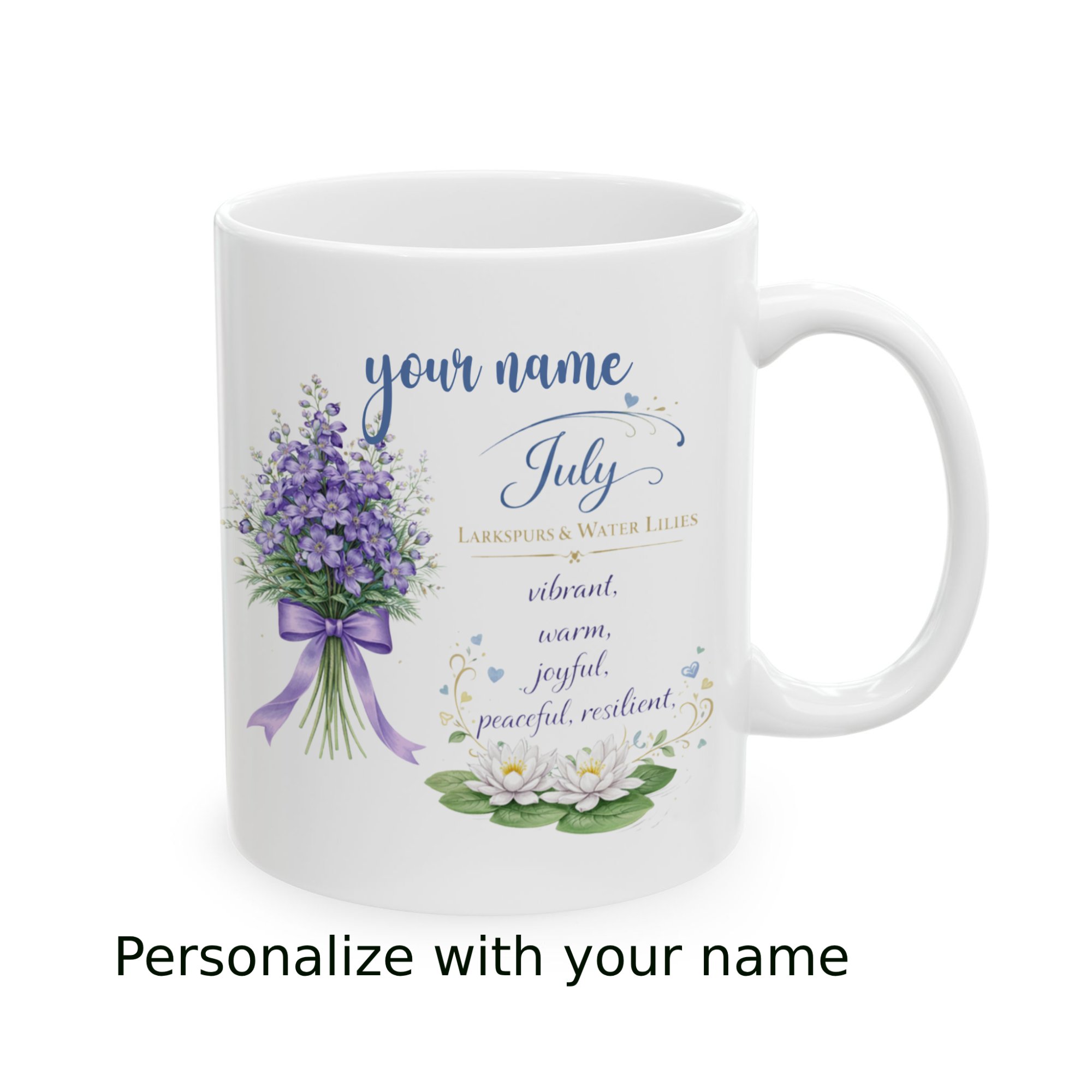 Personalized July Birth Flower Mug - Image 2
