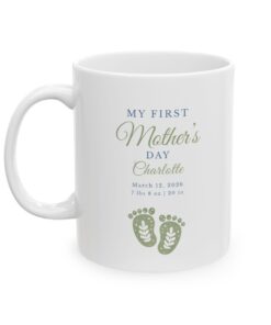 This Personalized First Mother's Day Sage Green Ceramic Mug