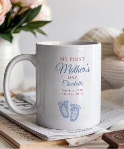 personalized first mother’s day mug blue