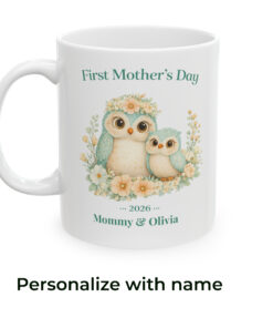 Alternative view of Personalized First Mother’s Day Mug — Owl Mom & Baby with Names (11oz, 15oz)